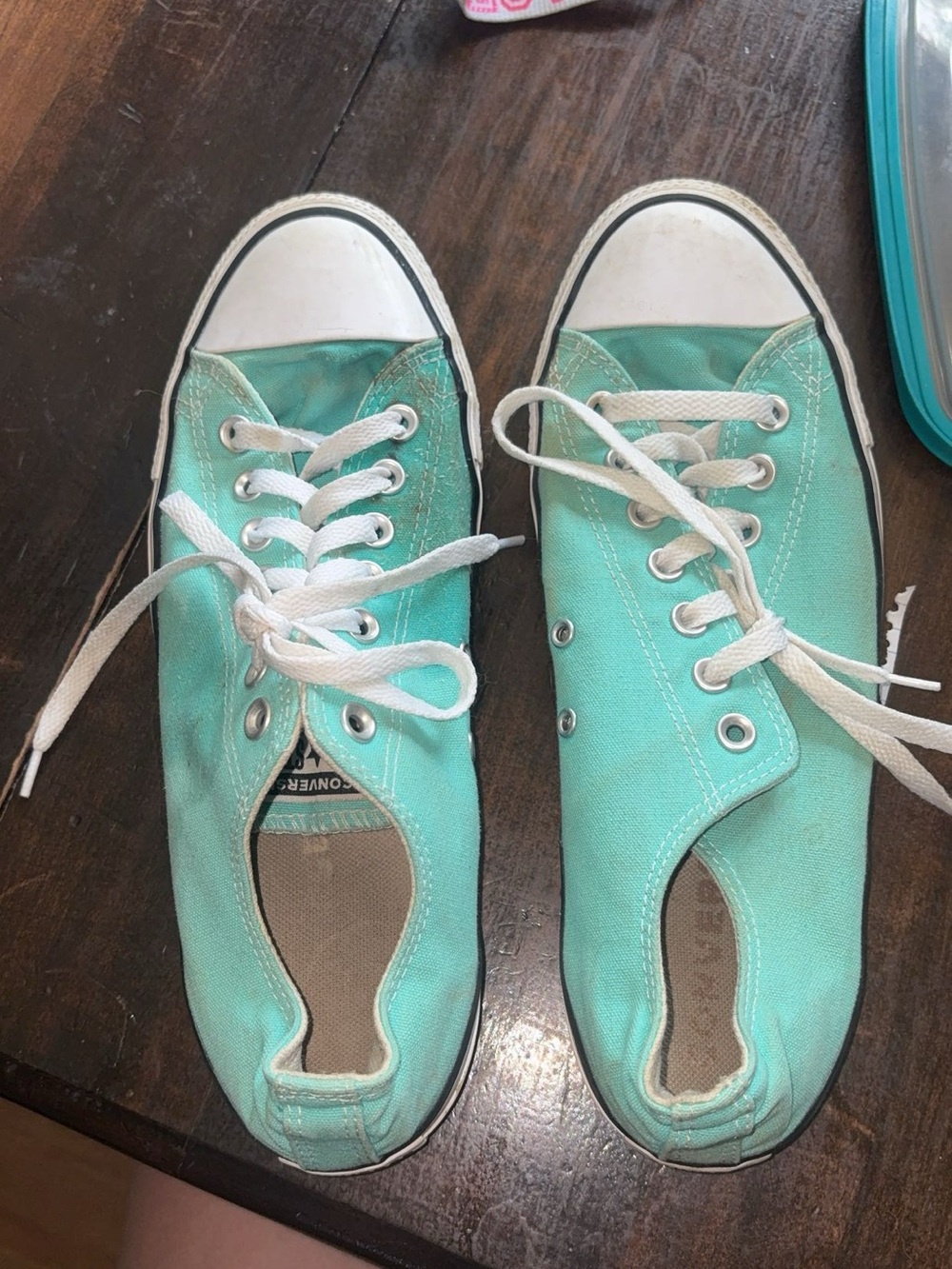 Converse Low Top Sneakers in Mint Green and White